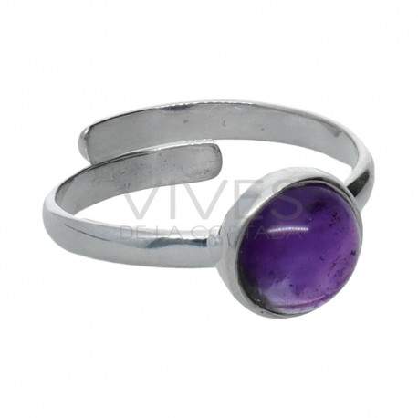 Conjunto de Amatista Círculo en Plata de Ley 925