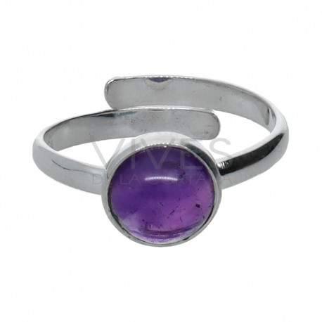 Conjunto de Amatista Círculo en Plata de Ley 925