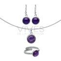 Conjunto de Amatista Círculo en Plata de Ley 925