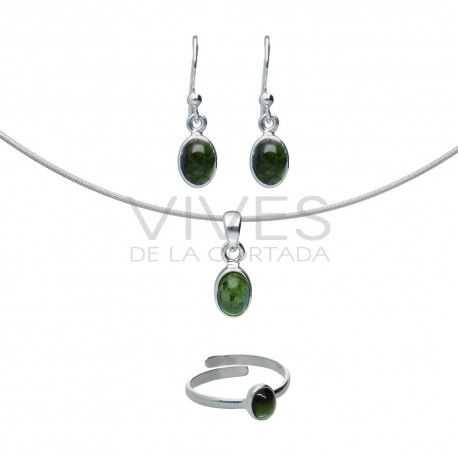 Conjunto de Turmalina Verde en Plata de Ley 925