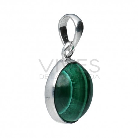 Conjunto de Malaquita Círculo en Plata de Ley 925