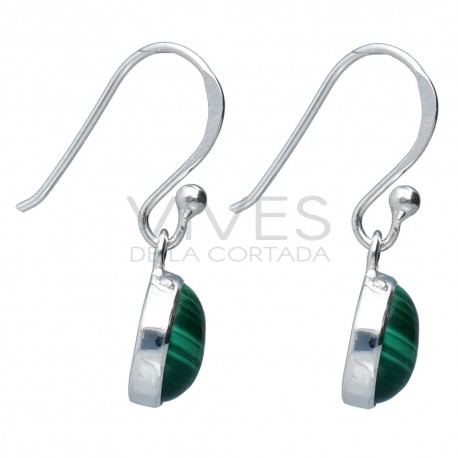 Conjunto de Malaquita Círculo en Plata de Ley 925