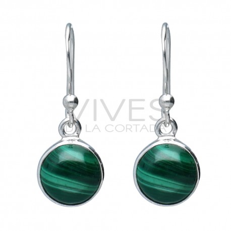 Conjunto de Malaquita Círculo en Plata de Ley 925