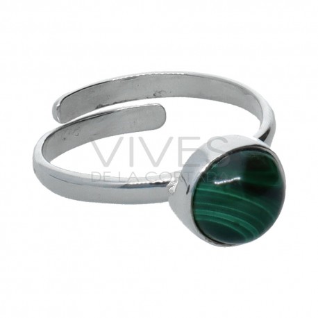 Conjunto de Malaquita Círculo en Plata de Ley 925