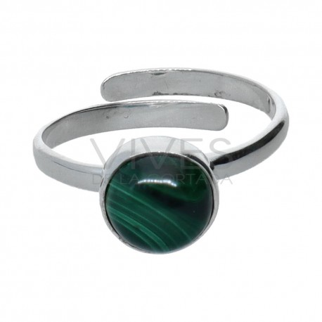 925 Sterling Silver Circle Malachite Set