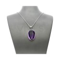 Pendentif d'améthyste à facettes en argent 925 (J64)
