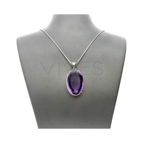 Colgante de Amatista Facetado en Plata de Ley 925 (J64)