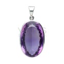Pendentif d'améthyste à facettes en argent 925 (J64)