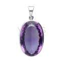 Pendentif d'améthyste à facettes en argent 925 (J64)