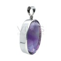 Pendentif d'améthyste à facettes en argent 925 (J64)