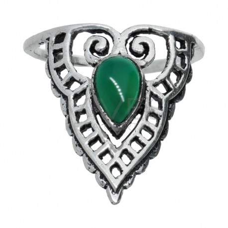 Anillo en Baño de Plata con Mineral -A74-