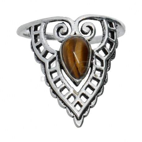 Anillo en Baño de Plata con Mineral -A74-