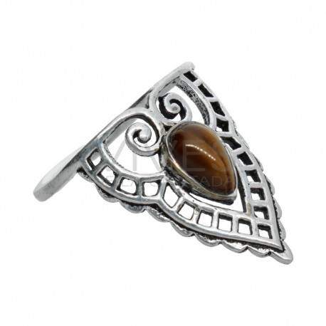 Bague argenté et minéral -A74-