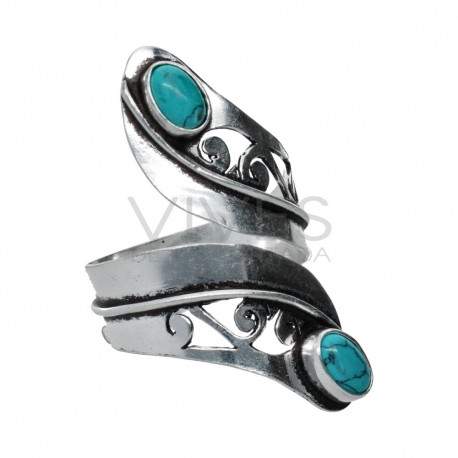 Anillo en Baño de Plata con Mineral -A66-