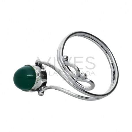 Ring in Silver Plating with Mineral -A55-