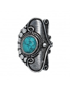 Anillo en Baño de Plata con Mineral -A59-