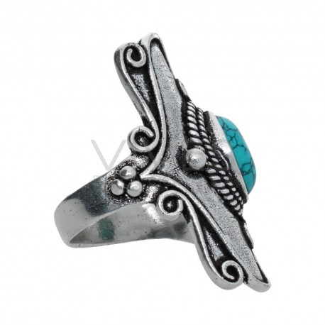 Anillo en Baño de Plata con Mineral -A59-