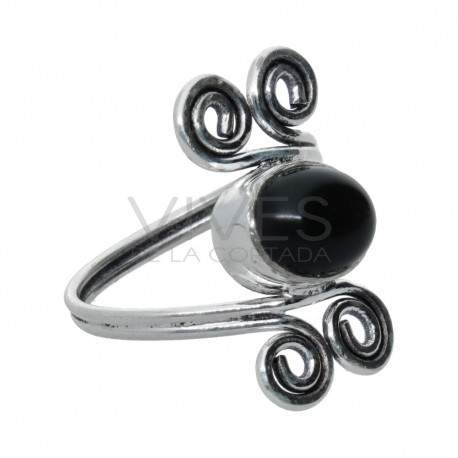 Anillo en Baño de Plata con Mineral -A71-