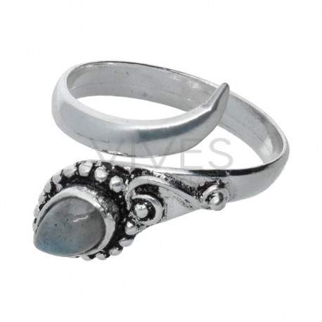 Anillo en Baño de Plata con Mineral -A65-