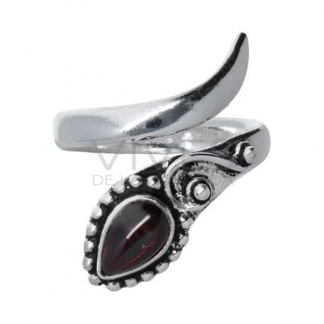 Bague plaqué argent avec minerai -A65-