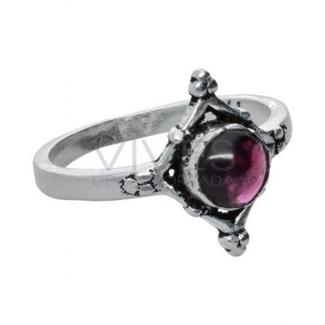 Anillo en Baño de Plata con Mineral -A38-