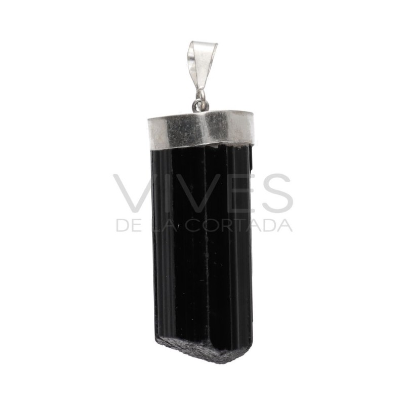 Ciondolo in Tormalina Nera Grande a forma di Cattedrale in Argento Sterling 925
