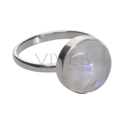 Medium Moonstone Circle Ring in Sterling Silver 925