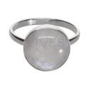 Medium Moonstone Circle Ring in Sterling Silver 925
