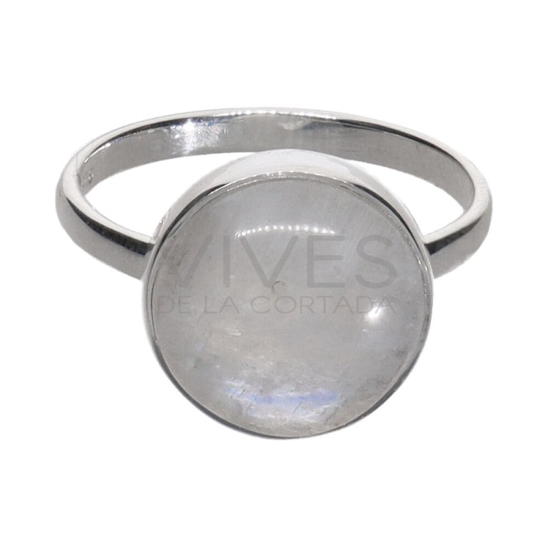 Medium Moonstone Circle Ring in Sterling Silver 925