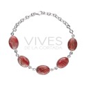 Pulseira de Rhodochrosite Grande em Sterling Silver 925