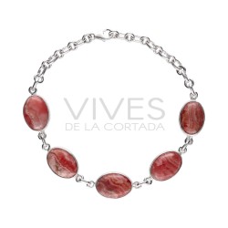 Bracciale in Rodocrosite Grande in Argento Sterling 925