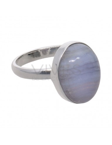 Anello ovale di calcedonia di medie...
