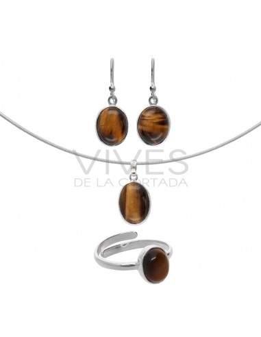 Set di orecchini e collana ovale in...