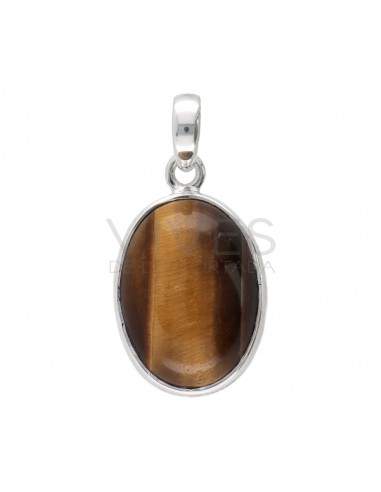 Tiger's Eye Oval Set em Sterling...