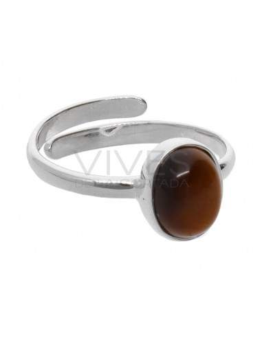 Tiger's Eye Oval Set em Sterling...