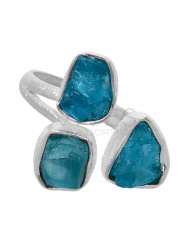 Triple Rough Apatite Ring in Sterling...