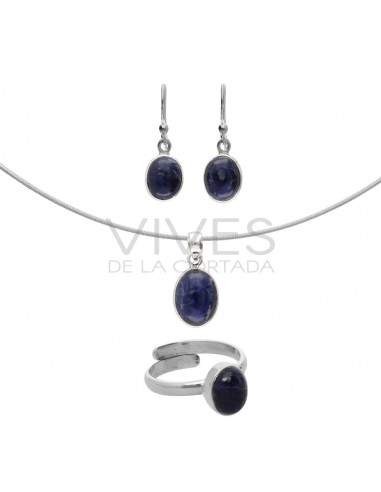 Set di orecchini e collana ovale in...