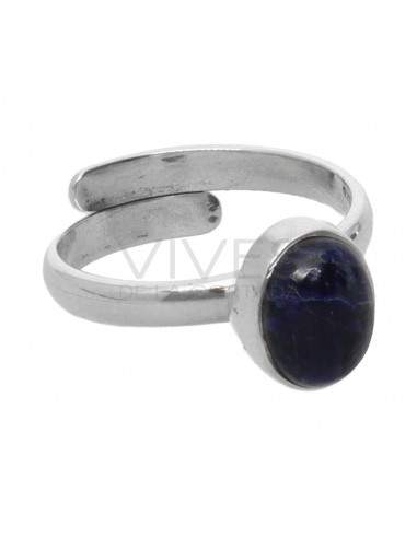 Conjunto Oval Sodalite em Sterling...