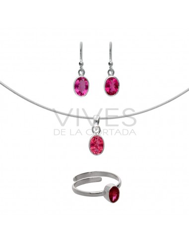 Pink Faceted Tourmaline Oval Set in...