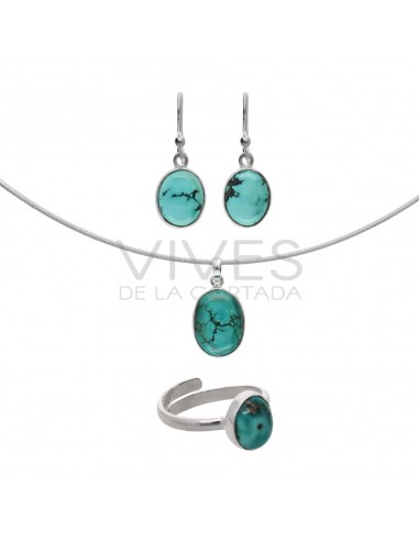 Set di orecchini e collana ovale in...