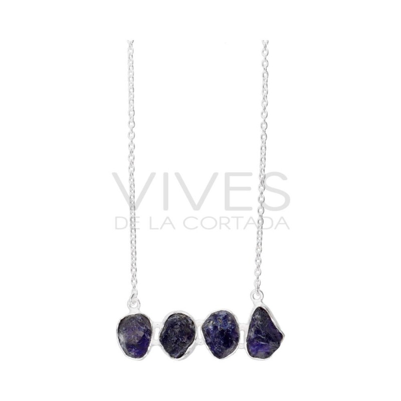 Ciondolo in Iolite Grezza in Argento Sterling 925
