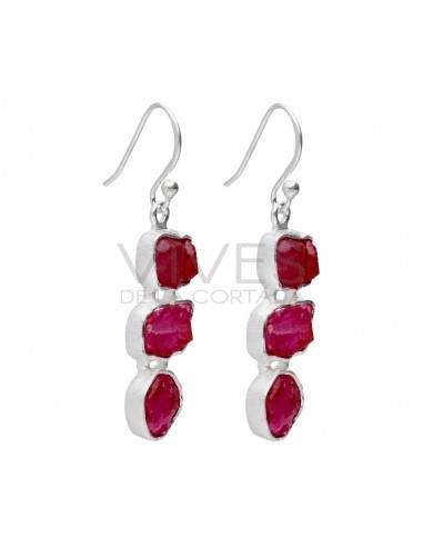Pendientes de Rubí en Bruto en Plata...