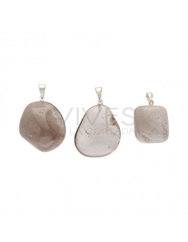 Quartz fumé Pendentif plaqué rhodium