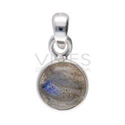 Small Labradorite Circle Pendant in Sterling Silver 925
