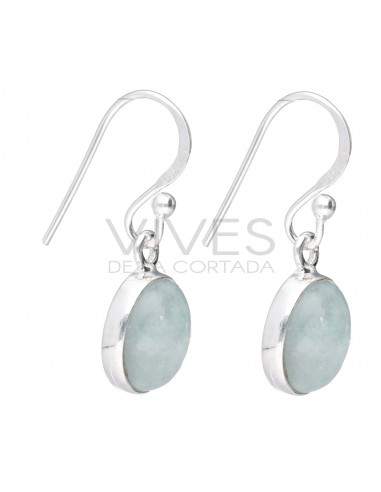 Pequenos Brincos Oval Aquamarine em...