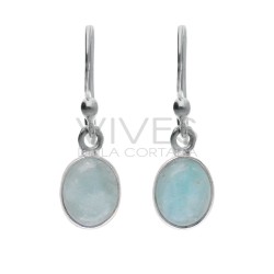 Boucles d'oreilles en argent 925 avec petite aigue-marine ovale