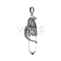 Pendentif Dragon ailé en argent 925 L Pointe de Quartz