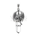 Pendentif Dragon ailé en argent 925 L Pointe de Quartz