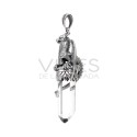 Pendentif Dragon ailé en argent 925 L Pointe de Quartz