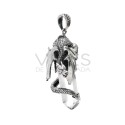 Pingente do Dragão Asas Fechadas em Punta de Cuarzo em Sterling Silver